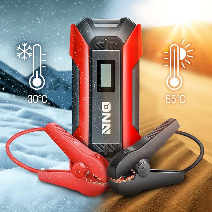 ‎DNA Motoring TOOLS-00214 12V 1500A 15000 mAh Multi-Function Portable Car Battery Jump Starter for Up to 7.0L Gas & 5.5L Diesel Engine, with Carry Case, Red