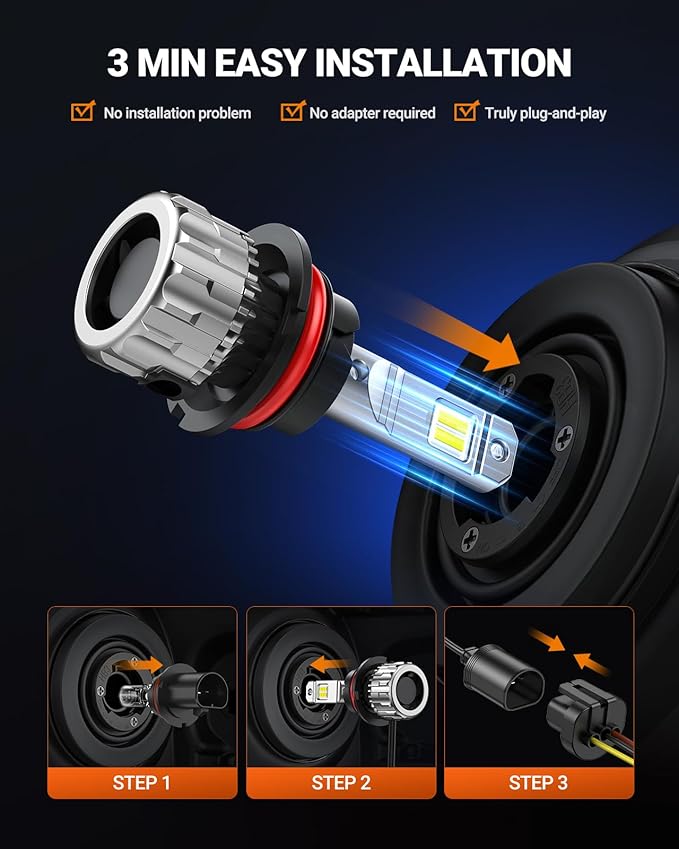 SEALIGHT 9007 Bulbs, 46,000LM Super Brighter Bulbs, 8,0000H Lifespan Fog Bulbs with 15000RPM Cooling Fan, IP68 Waterproof, Pack of 2