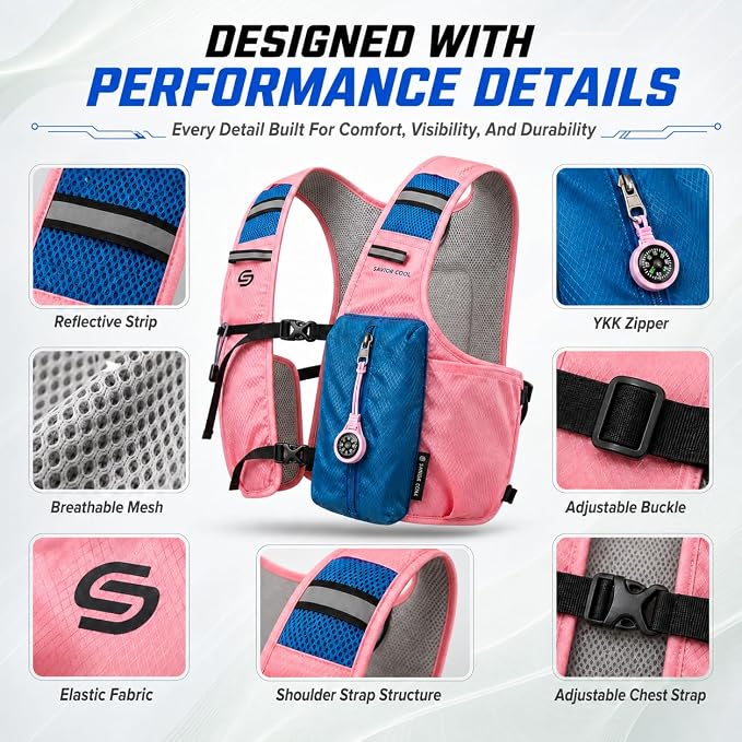 Cooling Hydration Vest with 2L BPA-Free Water Bladder, Running Vest with 3 Removable Cooling Packs, Lightweight Outdoor Hydration Pack for Hot Weather, Hiking, Cycling, Training