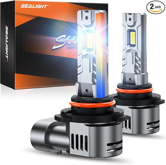 SEALIGHT 9005/HB3 Bulb, 40,000LM Super Brighter,6500K Cool White 9005/HB3 LED Bulbs or Fog,3 Min Quick Install Lights, Plug-N-Play, Pack of 2