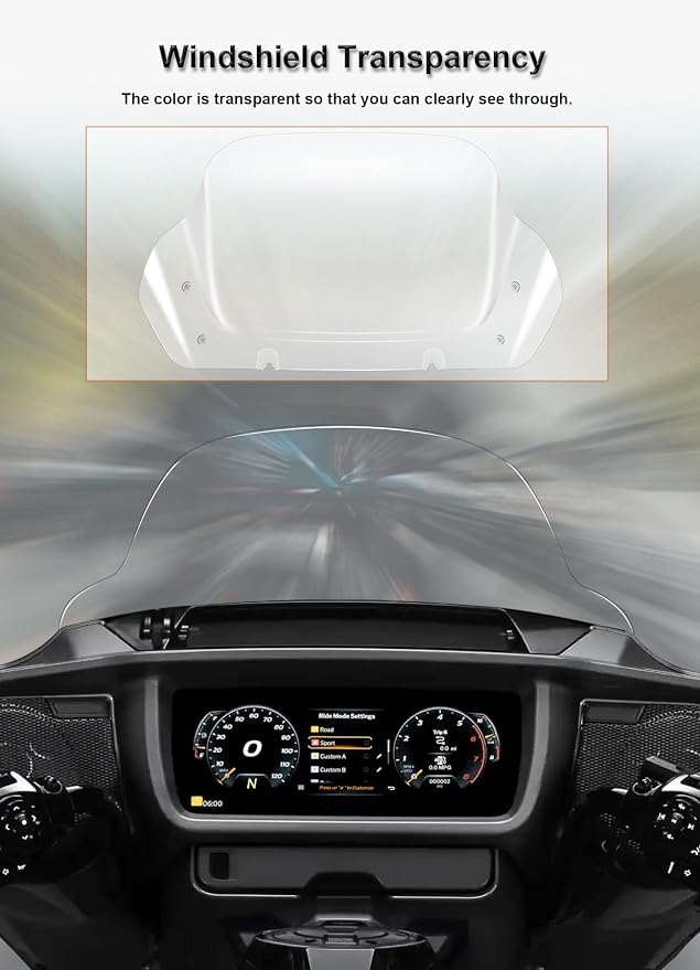 10" Wave Windshield Windscreen Wind Splitter Compatible with Harley Davidson Touring CVO Street Glide FLHXSE 2023-up,Street Glide FLHX 2024-up & FLXHU 2025-up (Clear)