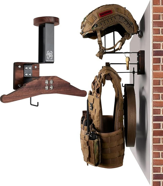 ONETIGRIS Tactical Gear Wall Mount, Motorcycle Helmet Holder Wall Mount Stand, Plate Carrier Rack Jacket Hanger Display Organizer for Police Football Cycling Suit