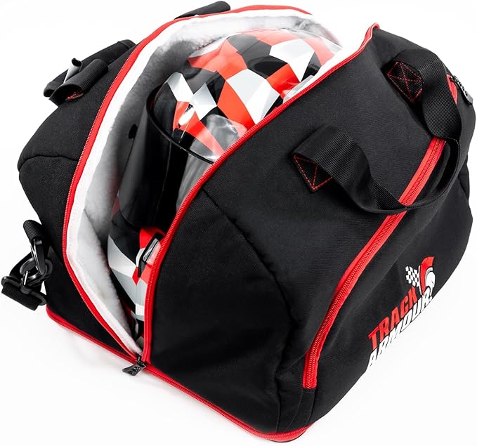 Motorcycle Helmet Bag & Racing Helmet Bag for Travel and Storage – Fleece Lined Helmet Carrier with Hidden Shoe Compartment, Waterproof 600D Oxford Motorcycle Gear Bag for Auto Racing, Track Day