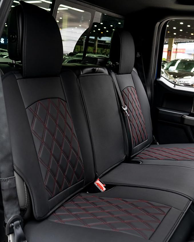 Seat Covers for Chevy Silverado & for GMC Sierra 2007-2024 2025 2026 | Precise Fit Black&Red Full Set