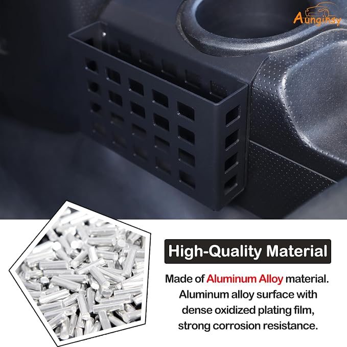 Aunginsy Aluminum Gear Shift Side Storage Basket Center Console Organizer Tray Armrest Storage Box Basket Interior Accessories for Toyota FJ Cruiser 2007-2024, Modern, Minimalist, Type E