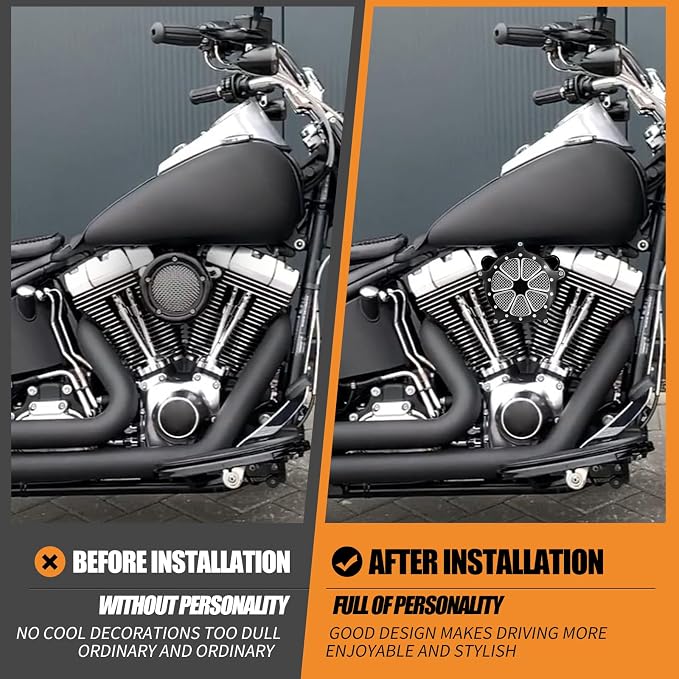 Motorcyle Air Cleaner Filter Fit for Harley Touring street glide road king electra tri trike Dyna Softail Sportster XL (B For Touring 00-07,Softail 00-15,Dyna 00-17)