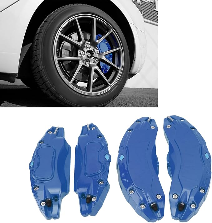 Caliper Covers Set of 4 Compatible with Accessories, Brake Caliper Cover Front Rear Aluminum Alloy, Brake Caliper Covers for 2020-2023 19 20in Wheels hub (Blue)
