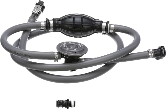 Attwood Johnson/Evinrude Marine Fuel Line Kit, EPA Compliant, 6 Ft, 3/8-In Dia. Hose with Tank & Engine Fittings, Sprayless Connector (Tank-side Fitting), Primer Bulb, Fuel Demand Valve, 93806EUSD7