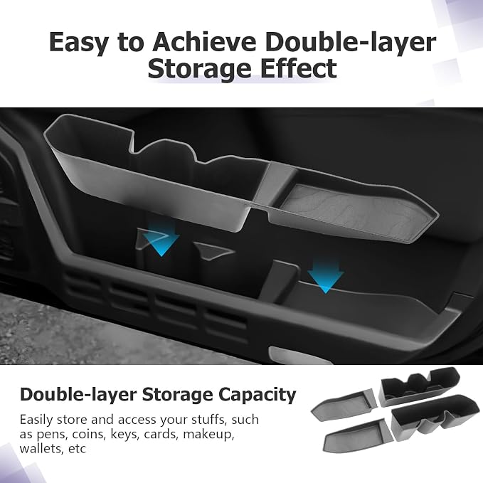 LUWU 2026 Tacoma Accessories Door Tray Organizer Compatible with Toyota Tacoma Accessories 2024 2025 2026 Door Side Storage Box Organizer Tray Insert Tray TPE Material Black 6PCS
