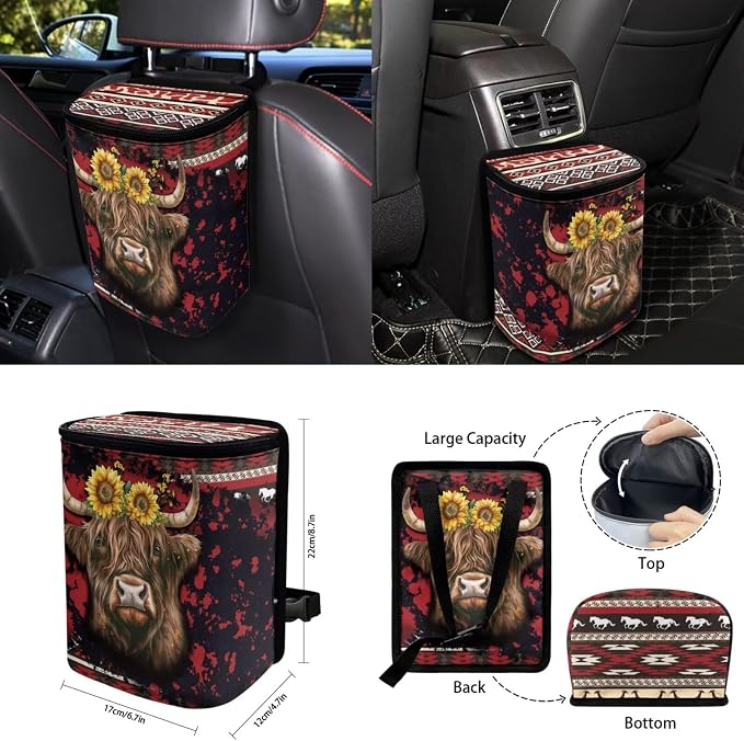 Aztec Car Seat Covers Set of 15 with Universal Steering Wheel Cover, Rearview Mirror Cover, Car Trash Can, Seatbelt Pads, Cup Holder Coasters, Keychains