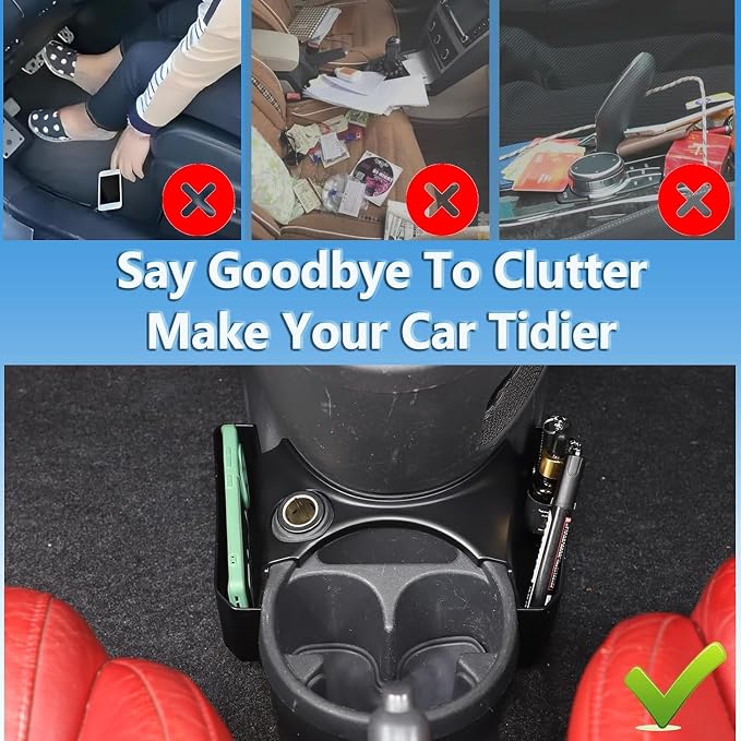 Gear Shift Organizer Tray Compatible with Fiat 500 2007-2024,Cup Holder Auxiliary Storage Box,Center Console Insert Container Secondary Storage Box Interior Accessories 1PCS (for Fiat 500 2007-2015)