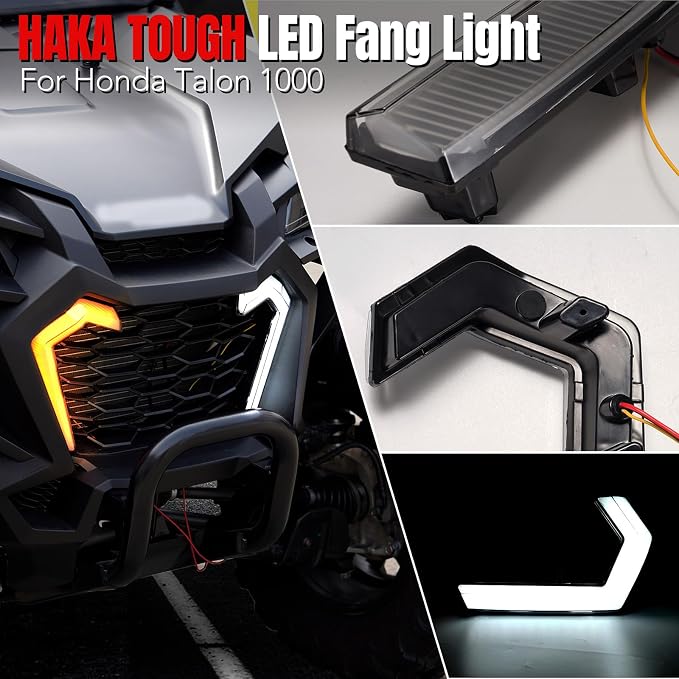 HAKA TOUGH Turn Signal Fang Lights for Honda Talon 1000/1000R/1000X 4 Accessories 2022-2024, Front Grille Accent lights for Talon 1000 Signature lights Grill Lamps Turn Signal, 2PCS