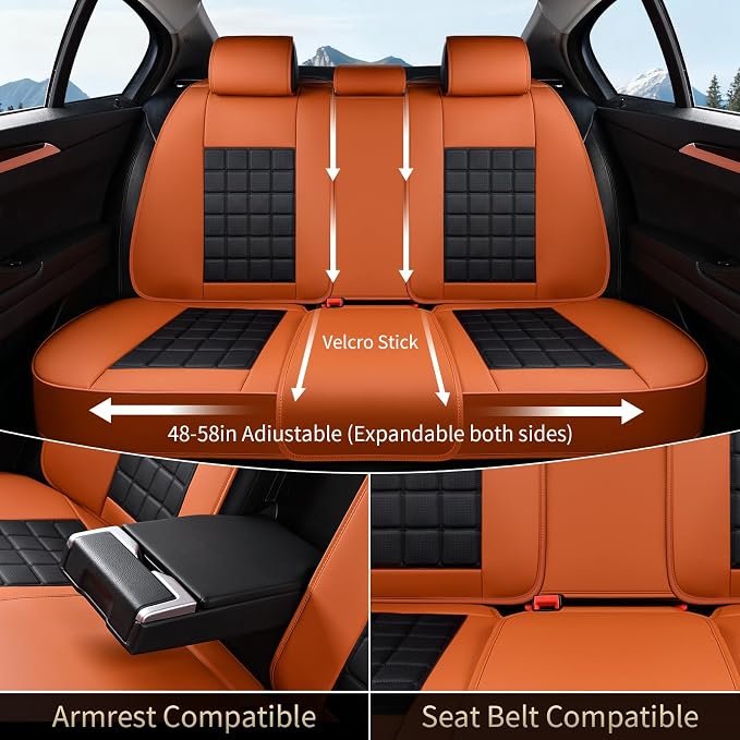 FLORICH Leather Seat Cover, Car Seat Covers Full Set, Waterproof Car Seat Protectors 5 Seats, Front and Rear Seat Covers for Cars, Breathable Automotive Seat Covers Protector Fit for Most Cars Trucks