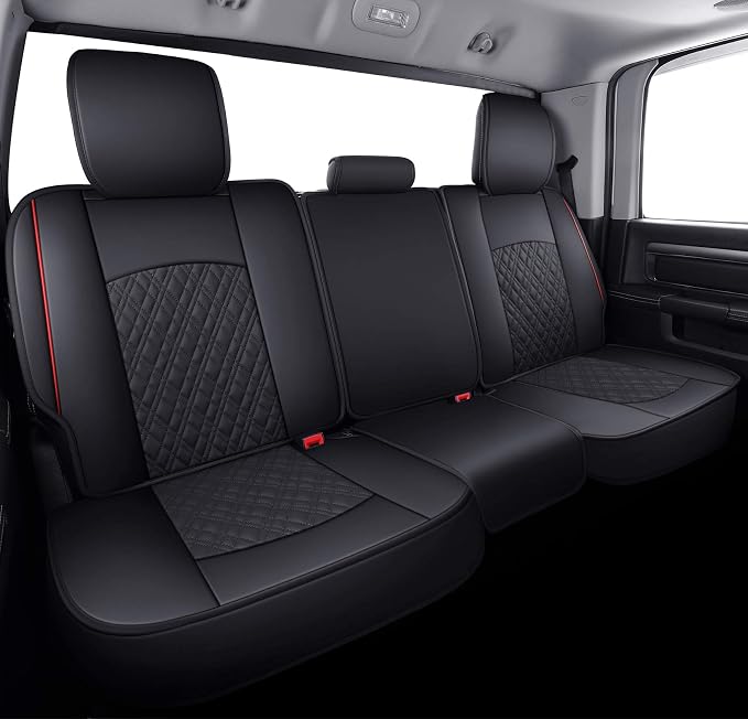 YIERTAI Car Seat Covers for Dodge Ram Fit 2009-2026 1500 2010-2026 2500 3500 Classic Bighorn Longhorn Laramie Tradesman Truck Red Full Set