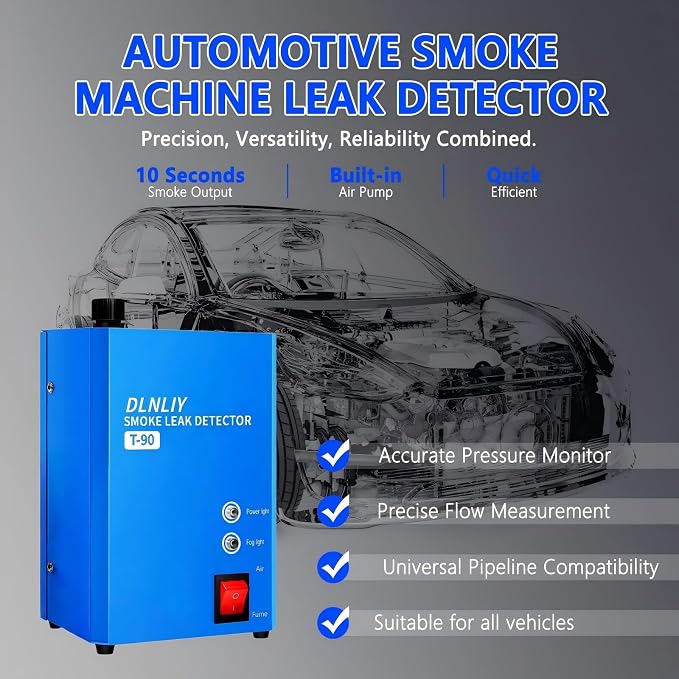 Smoke Machine Automotive Leak Detector - 12V DC EVAP Vacuum Smoke Leak Detector Tester for Pipe System,Pipeline Fuel Leakage Detector Diagnostic Tester for Car/Motorcycle/Truck/Boat,Built-in Air Pump
