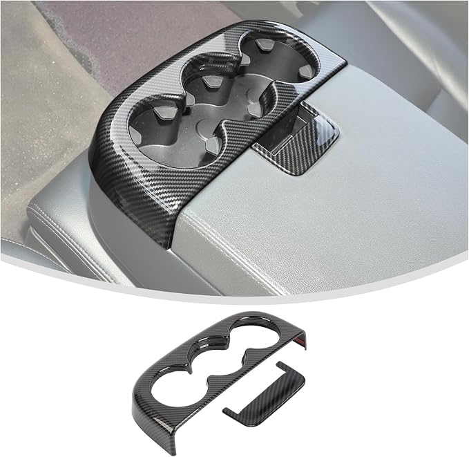 Linskip Center Console Cup Holder Cover Compatible with 2007-2013 Chevy Avalanche Silverado Suburban Tahoe & GMC Yukon/Sierra Jump Seat, Cup Holder Trim, Interior Accessories Carbon Fiber