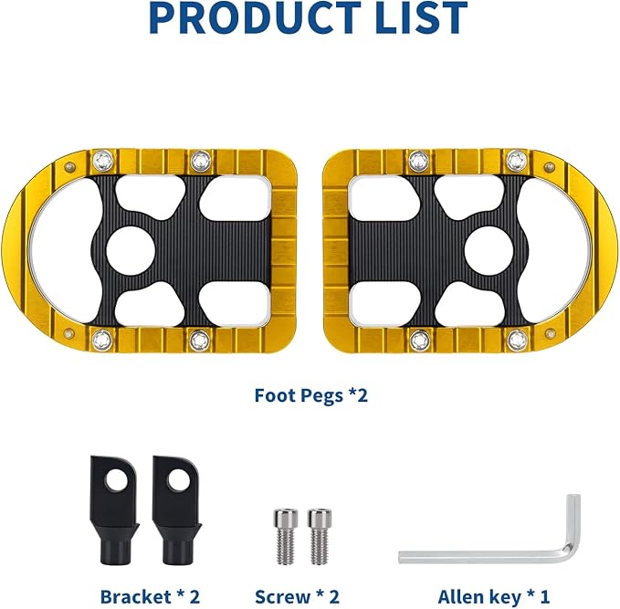 Motorcycle Foot Pegs Male Mount Footrests Offroad Floorboards Fit for Harley Touring Electra Glide Road Glide Road King Dyna Sportster (Yellow Edge)