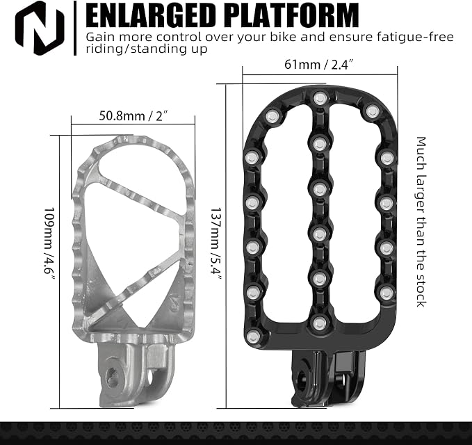 NICECNC Flat Foot Pegs Footpeg Compatible with 390 Adventure 2020 2021 2022 2023 2024, Foot Pedals, Anodization, CNC-machined, Black