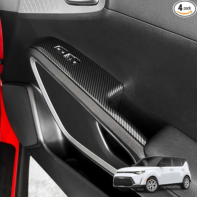 YOUTOOCAR 4PCS Window Switch Panel Trim Covers Compatible with Kia Soul 2022-2026 Accessories (Carbon Fiber Pattern)