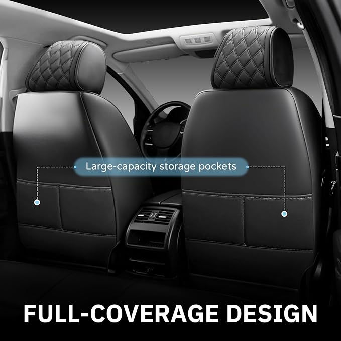 JAOGAUS Car Seat Covers Fit for Ford F150 2015-2023 2024 2025 2026 XL XLT | 5 Seats Seat Cover Full Set Custom Fit F150 SuperCrew Truck Pick-up, Waterproof Breathable Nappa Leather Airbag Compatible