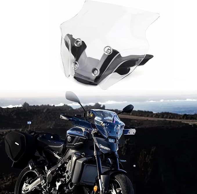 Windshield Deflectors for Yamaha MT-09 MT09 MT 09 mt09 2024, Motorcycle Acrylic Touring Sports Front Fairing Bracket Windscreen Wind Protector Visor Accessories (Transparent Set)