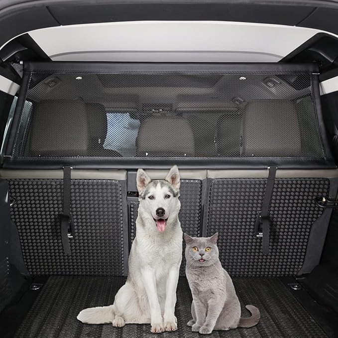 Pet Restraint Net Dog Fence Car Backseat Divider Vehicle Gate Cargo Area Travel Trunk Mesh Net Screen for Volvo XC90 2015 2016 2017 2018 2019 2020 2021 2022 2023 2024 2025+ (Black, for XC90 2015+)