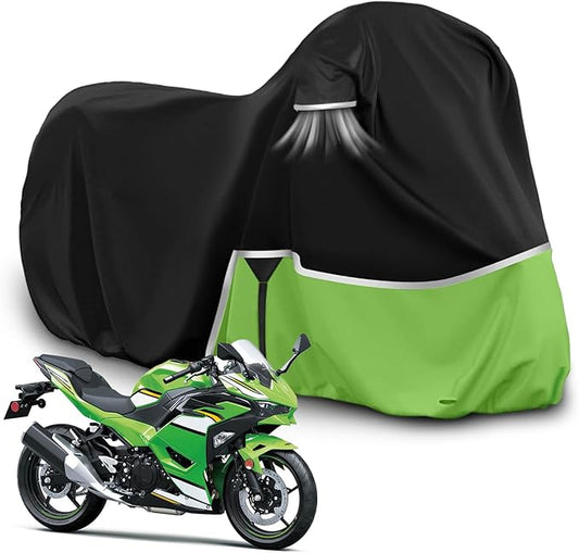 Waterproof Motorcycle Cover Replace for Kawasaki Ninja 400 500 650 Z900 Zx6r Street Without Trunk Models, 420D Oxford Cloth Motorcycle Cover for Snow Rain Dust Protection