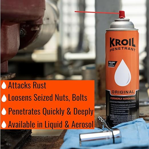 Kroil Original Penetrating Oil (Aerosol Spray-16.5oz Can-Single) | Penetrant for Rusted Bolts, Metal, Hinges, Chains, Moving Parts | Rust, Corrosion Inhibitor (KS162)