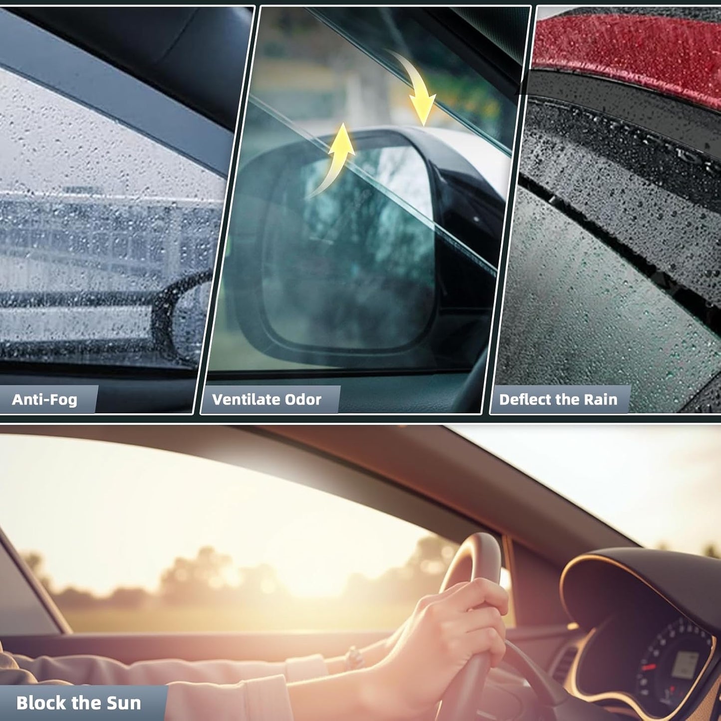 in Channel Rain Guards for 2021 2022 2023 2024 2025 Jeep Grand Cherokee L, Durable Side Wind Deflectors, Smoke Vent Window Visors Shades Shield, 4PCS