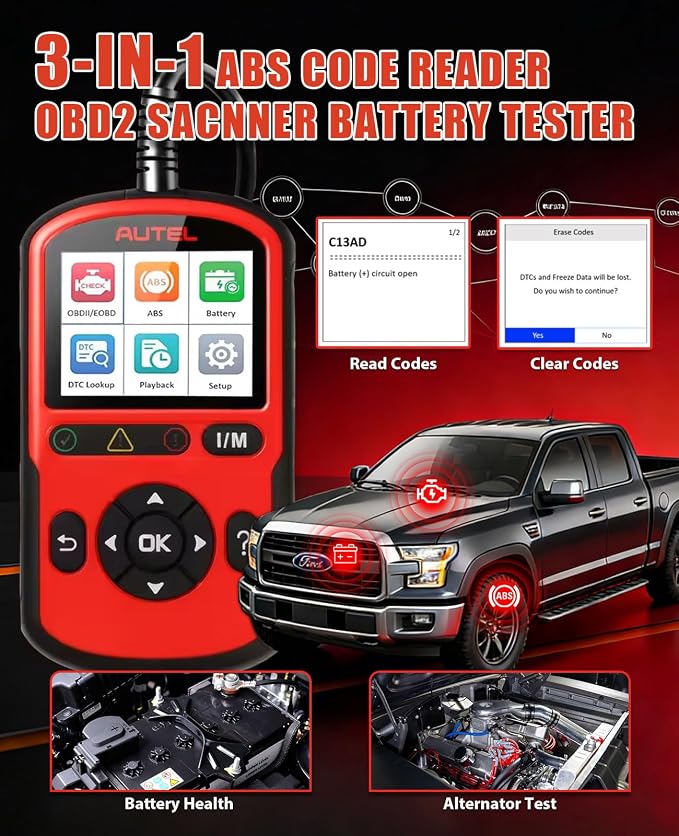 Autel OBD2 Scanner AutoLink AL549, Car Check Engine Code Reader with ABS, Car Battery Tester & Alternator Tester, Plug and Play, Upgrade Ver. of AL519 AL319 AL329 ML519 OBDII CAN Diagnostic Scan Tool