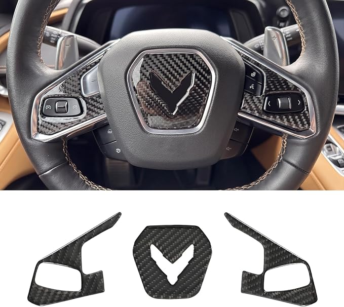 Real Carbon Fiber Trim Decoration for Corvette C8 2020-2026 | 3K twill weave, high luster, decor sticker, fade & scratch resistant, self-adhesive tape, mods parts, 1-year warranty