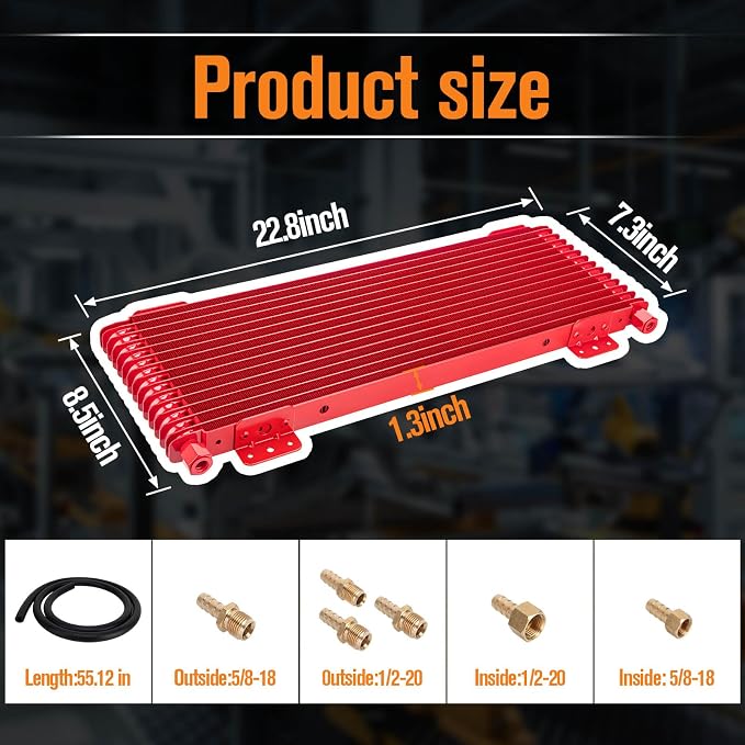 LPD47391 40k Transmission Oil Cooler, Heavy Duty 40,000 GVW Max, Low Pressure Drop, Compatible with Tru-Cool,Includes Mounting Hardware-Ideal for Heavy Vehicles,40,000 GVW transmission cooler (red)