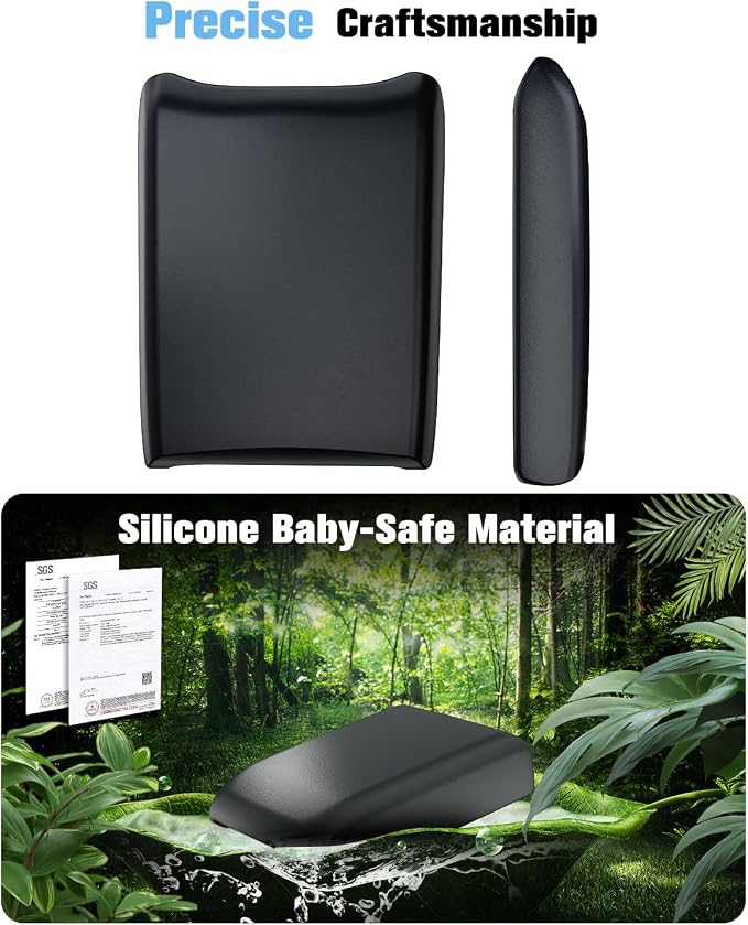 For 2023~2026 Honda Pilot/2024~2026 Passport&Ridgeline 2-in-1 Silicone Center Console Armrest Cover& Armrest Hidden Privacy Tray - [OEM Design& Friendly Liquid Silicone Rubber] - Thin Black