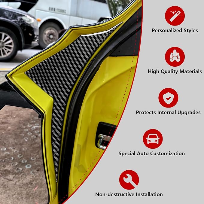 Real Carbon Fiber Side Door Panel Trim Compatible with Corvette C8 2020-2026, Interior Decor Sticker Accessories