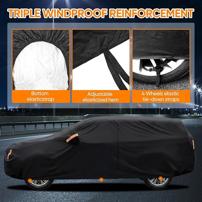 Car Cover Custom Fit for Ford Explorer 2006-2026, Outdoor Waterproof All Weather Heavy Duty Full Exterior Cover for Sun Rain Snow UV Dust Protection with Door Zipper