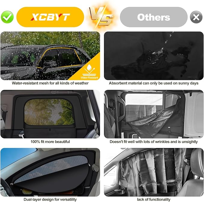XCBYT F150 Window Sunshades for 2020-2024, Dual Layer Car Window Covers with Breathable Mesh & Blackout Cloth, 99% UV Protection Privacy Curtains for Car Camping, Sleeping & Rest (4 PCS)