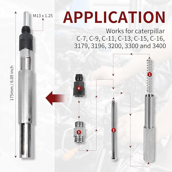 3PCS J-42083 Automatic Timing Pin + 9U-7227 Injector Height Adjustment Gauge Tool + J-38587-A Engine Barring Socket, Compatible with Caterpillar 3406E C-15 C-16