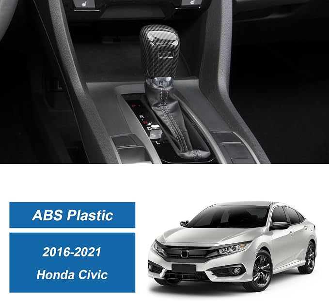 Carbon Fiber Gear Shift Knob Cover Compatible with Honda Civic 10th Gen 2016-2021