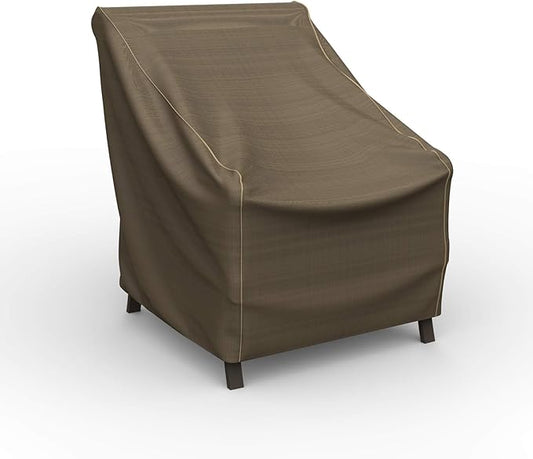 Budge NeverWet Hillside Slim Patio Ottoman Cover/Coffee Table Cover, Premium Outdoor Waterproof Patio Furniture Covers, Medium, Black and Tan Weave