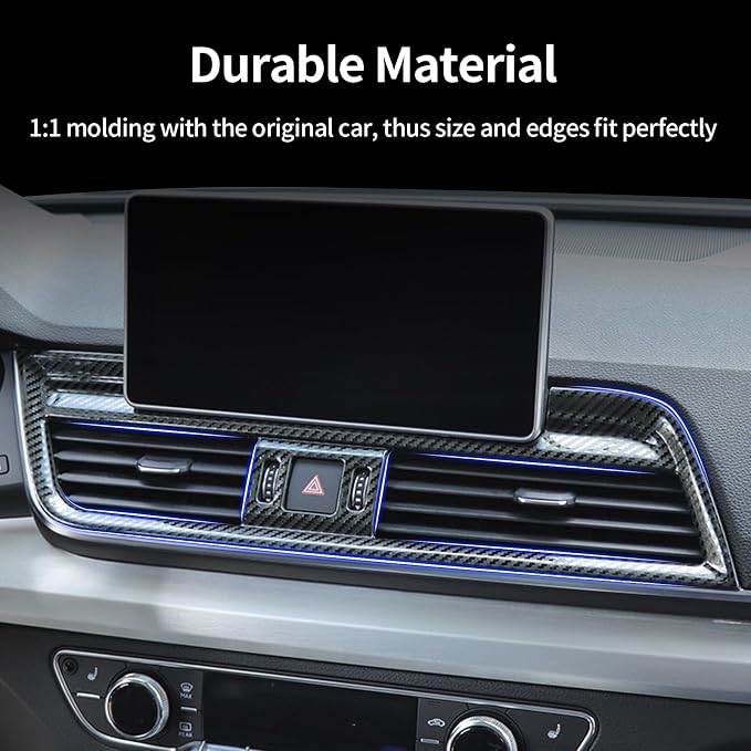 Dashboard Panel Side Air Outlet Vent Frame Compatible with Audi Q5 2018-2020, Center Air Outlet Vent Cover Trim Decals, Dash Air Vent for Audi Q5 Sportback, ABS Carbon Fiber Q5L Accessories