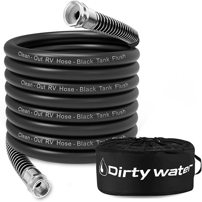 Camper & RV Black Water Hose - No-Kink Design Camper Sewer Hose - RV Accessories With Storage Bag - Perfect For Black Water, Gray Water, And RV Tank Cleaning, 35FT 5/8" Diameter