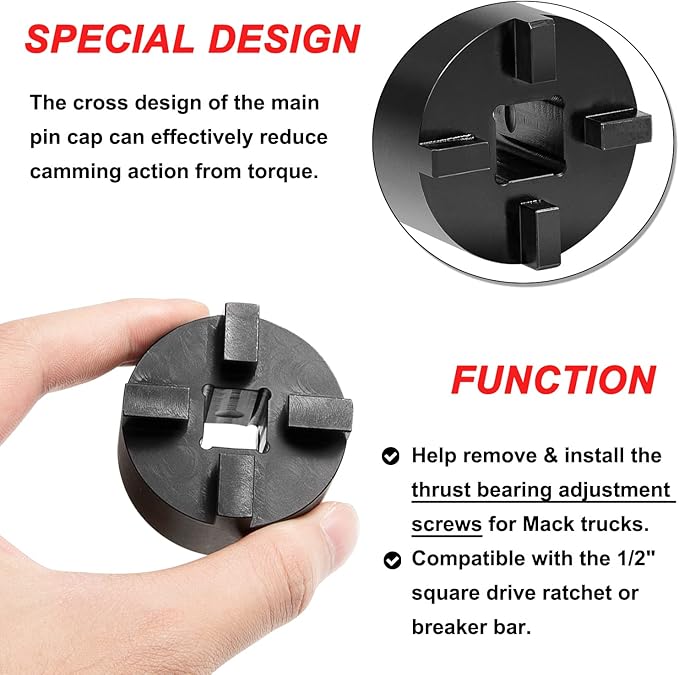 Truck King Pin Socket/KingPins Cap Removal Tool Kit for Mack 10500, 12000, 16000, 18000, 20000lbs Axles, Replacement for 5053, CTA 5044 & 11-3000