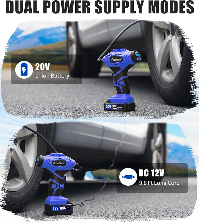 AVID POWER Cordless Tire Inflator Bundle with Tool Bag