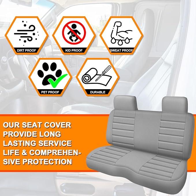 Truck Seat Cover Compatible with 1995-2004 Toyota Tacoma Front Bench Seat with Molded Headrest and Small Notched Cushion, Knitted Fabric