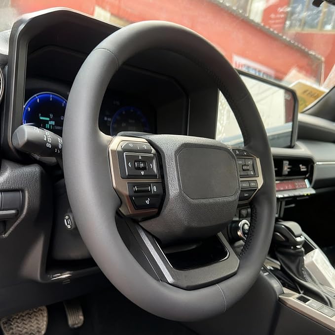 MEWANT Hand Stitch Steering Wheel Cover for Toyota Land Cruiser 2024-2026, Custom Fit DIY Wrap Interior Accessories