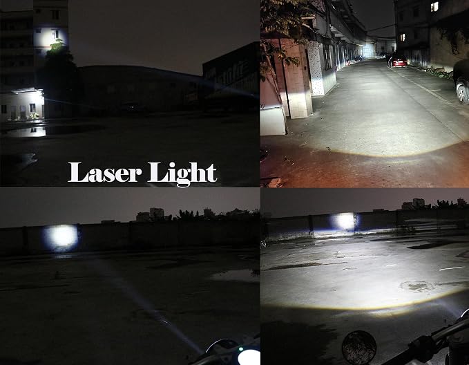 Upgrade 5 3/4 Motorcycle Headlight 5.75inch Round Laser Light with White DRL Integrated Amber Turn Signals Compatible with Motorbikes