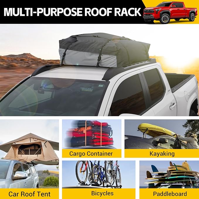 260lbs Heavy Duty Roof Rack Cross Bars Fit for 2024 2025 Toyota Tacoma Double Cab 4 Door, Aluminum Roof Rails Crossbar Cargo Carrier Pickup Accessories