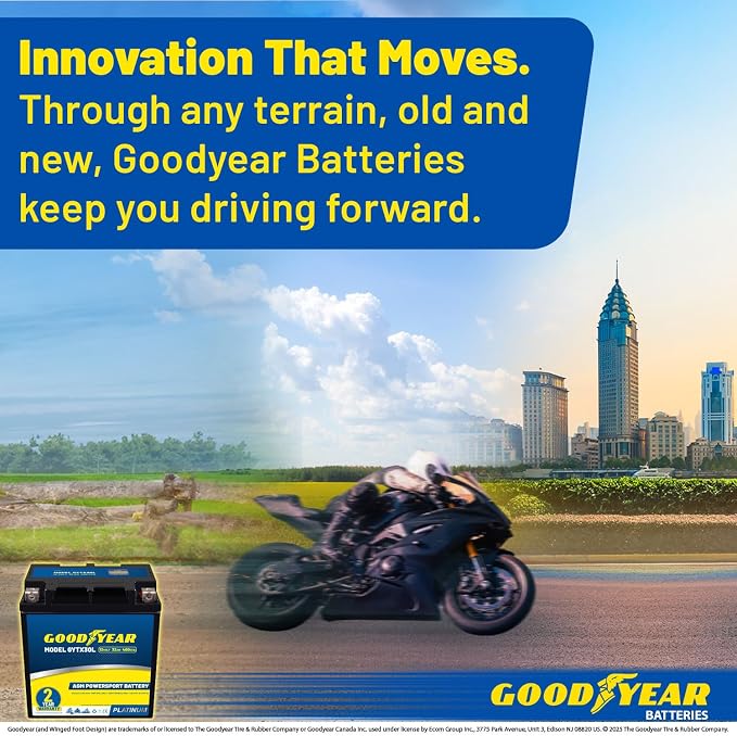 Goodyear GYTX30L - 12 Volt 32 AH, 400 CCA, Rechargeable High-Performance, Maintenance Free, SLA - AGM Battery for Motorcycle, ATV, UTV, Scooter, Snowmobile, Motorbike and more!