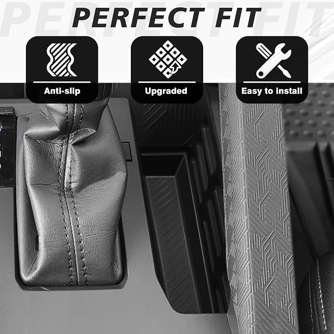 Muslogy Center Console Organizer Compatible with 2024 2025 2026 Toyota Tacoma Accessories Middle Console Gear Shift Silicone Insert Beside Handbrake & Passenger Side Hanging Storage Box 2PCS (B Style)