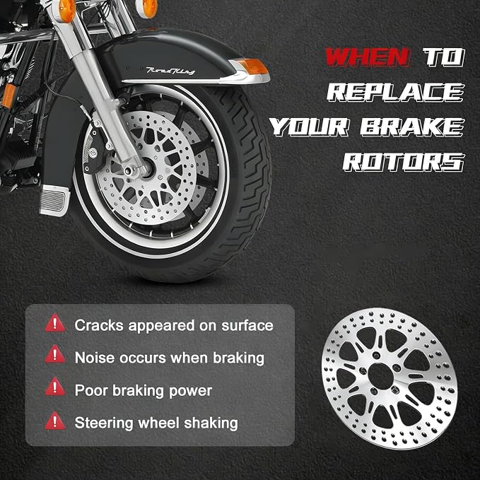 2 * 11.8'' Front Brake Rotors Compatible with Harley Rotor Road Glide,Road King, Electra Glide,Street Glide,Tri Glide,Dyna,Fat Bob,Low Rider s,V-Rod,Polished Finish Stainless